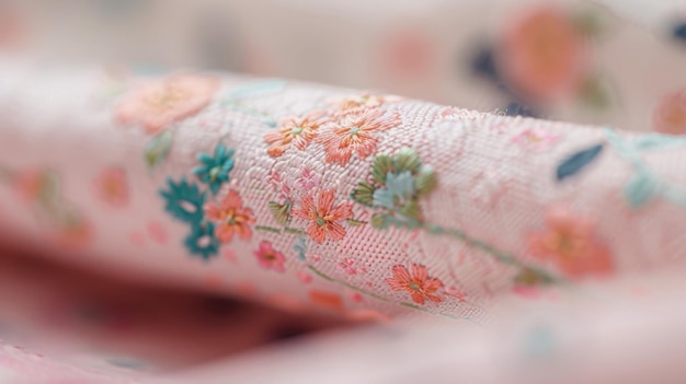 haftowana tkanina z kwiatowym wzorem
